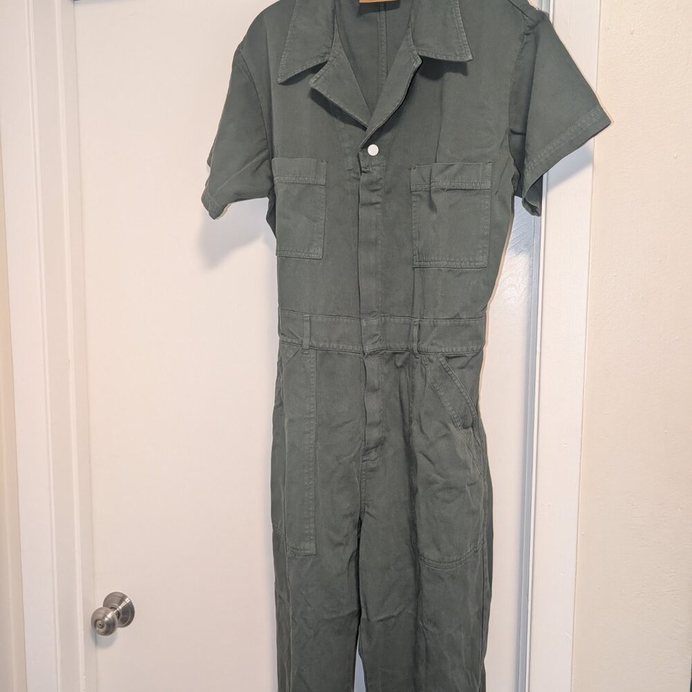 Brand New Big Bud Press Short-Sleeve Jumpsuit in Dark Emerald - Picture 2 of 2